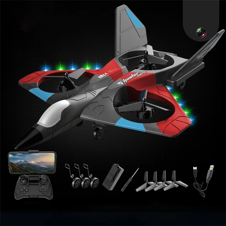 Avión RC grande de 4DRC V27 4K HD con fotografía aérea, modo sin cabeza, 1 batería - Rojo
