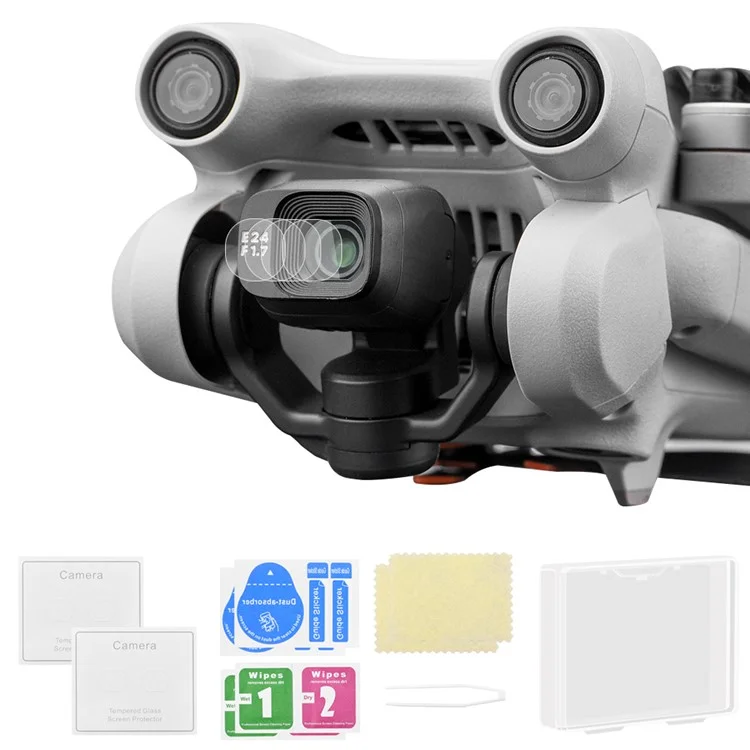 4 шт. прозрачных закаленных стеклянных защитных экранов для DJI Mini 3 / Mini 3 Pro, защита от царапин, для RC-дрона