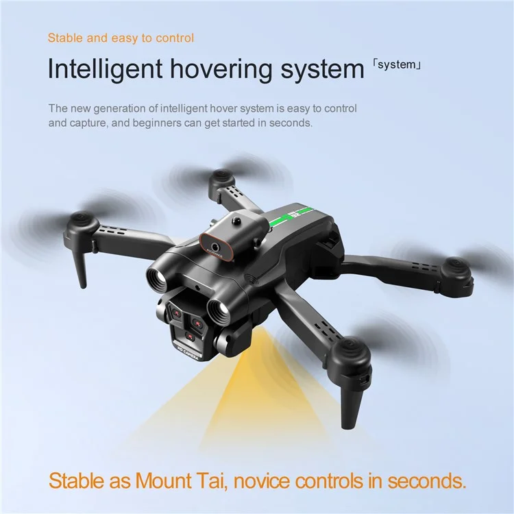 S92 Three Camera RC Drone Optical Flow Positioning 4-sids Evisace Évitement Poto Aérien Photopter Avec 1 Batterie - Noir
