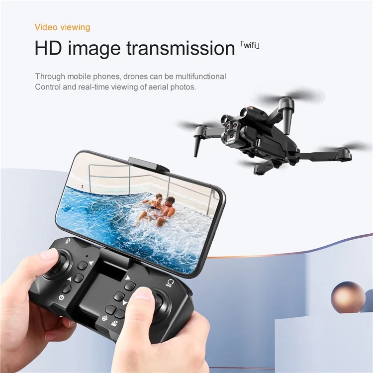 S92 Three Camera RC Drone Optical Flow Positioning 4-sids Evisace Évitement Poto Aérien Photopter Avec 1 Batterie - Noir