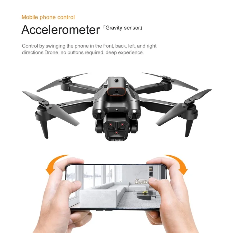 S92 Three Camera RC Drone Optical Flow Positioning 4-sids Evisace Évitement Poto Aérien Photopter Avec 1 Batterie - Noir