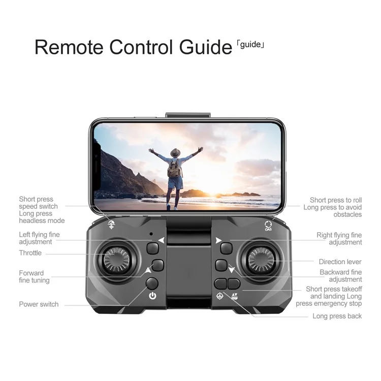 S92 Three Camera RC Drone Optical Flow Positioning 4-sids Evisace Évitement Poto Aérien Photopter Avec 1 Batterie - Noir