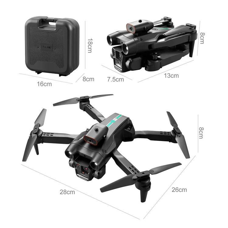 S92 Three Camera RC Drone Optical Flow Positioning 4-sids Evisace Évitement Poto Aérien Photopter Avec 1 Batterie - Noir