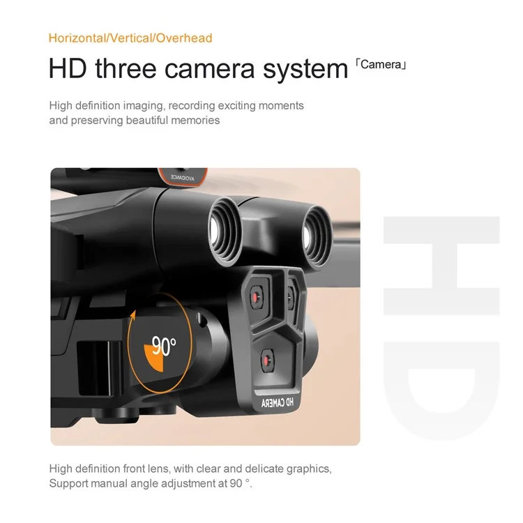 S92 Three Camera RC Drone Optical Flow Positioning 4-sids Evisace Évitement Poto Aérien Photopter Avec 1 Batterie - Noir