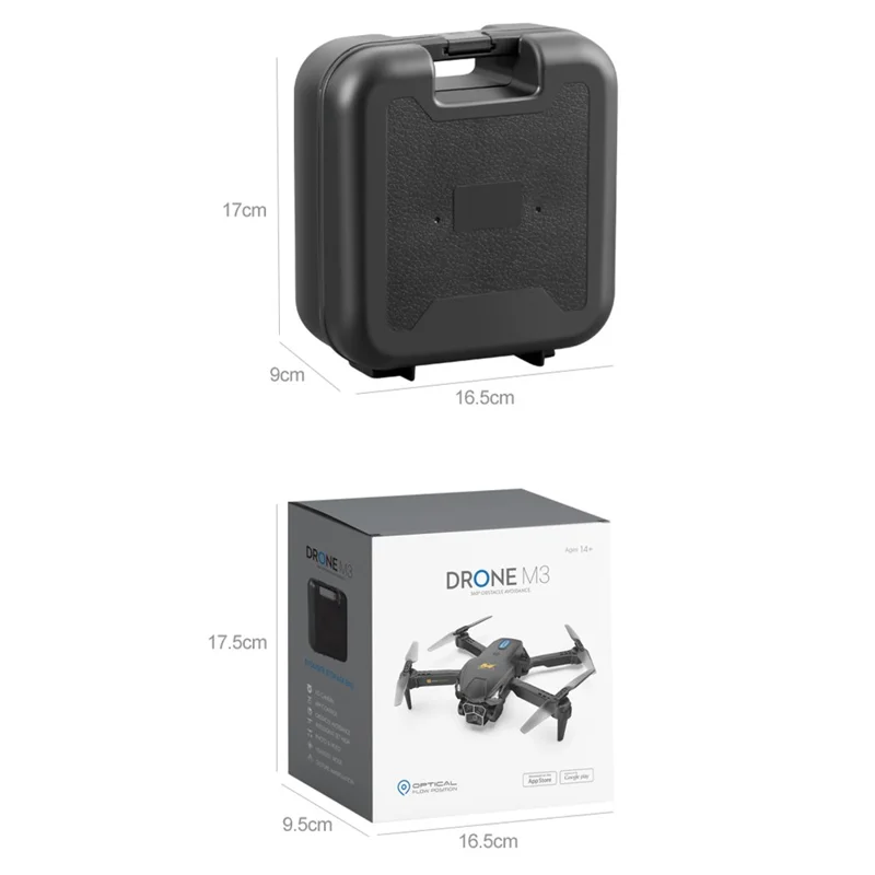 M3 Mini Drone for Kids Adults, Foldable Triple-Lens RC WiFi Quadcopter Optical Flow Height Toy with 1 Battery - Orange