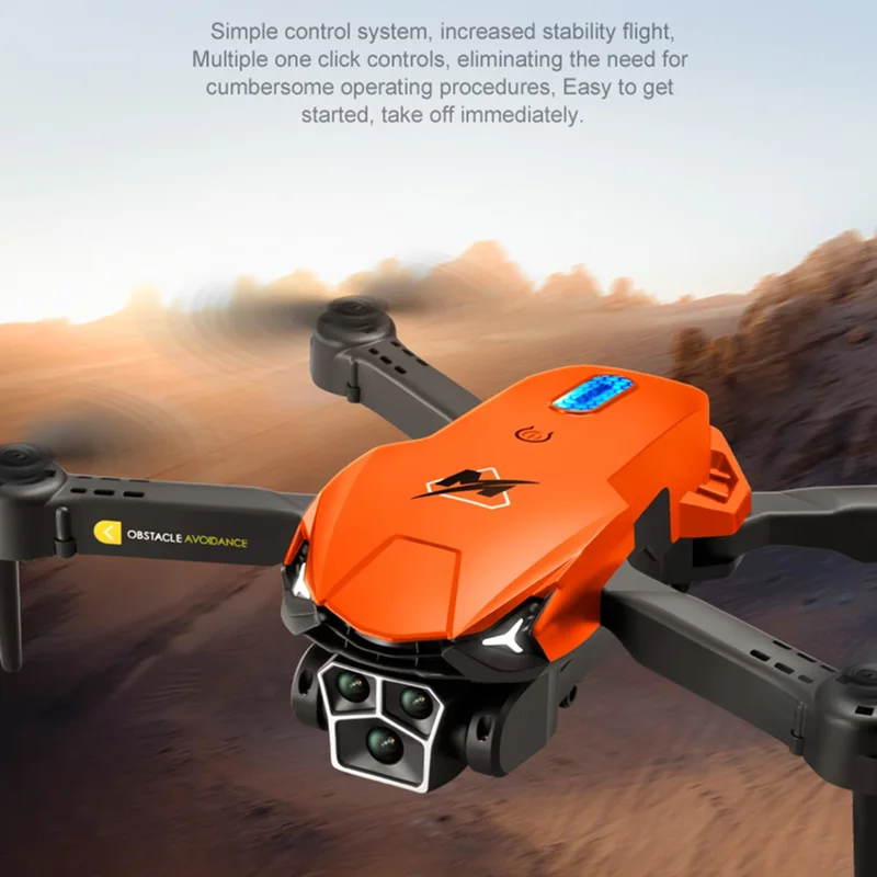 M3 Mini Drone for Kids Adults, Foldable Triple-Lens RC WiFi Quadcopter Optical Flow Height Toy with 1 Battery - Orange