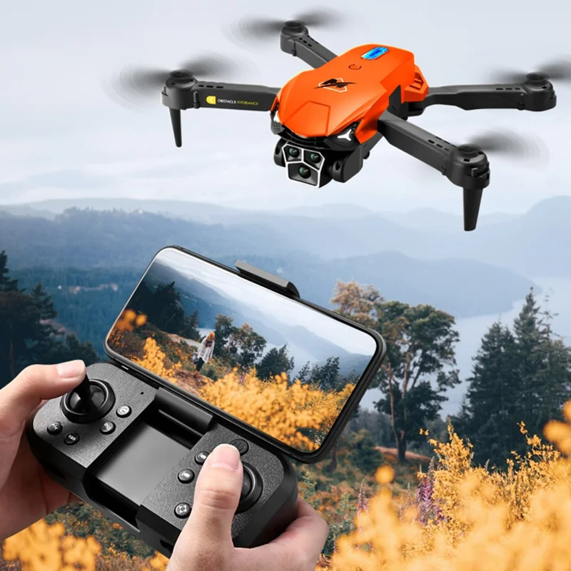 M3 Mini Drone for Kids Adults, Foldable Triple-Lens RC WiFi Quadcopter Optical Flow Height Toy with 1 Battery - Orange