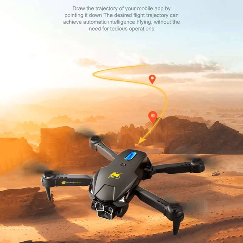 M3 Mini Drone for Kids Adults, Foldable Triple-Lens RC WiFi Quadcopter Optical Flow Height Toy with 1 Battery - Orange