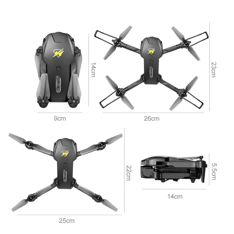 M3 Remote Control Triple-Lens Camera Drone RC Aircraft Optical Flow Hovering Quadcopter with 2 Batteries - Black