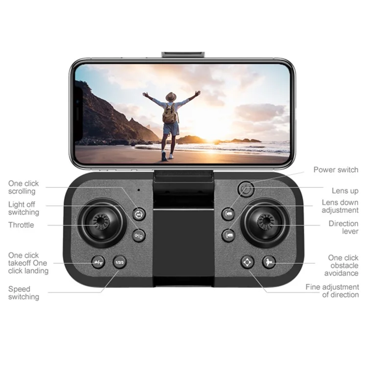 M3 Remote Control Triple-Lens Camera Drone RC Aircraft Optical Flow Hovering Quadcopter with 2 Batteries - Orange