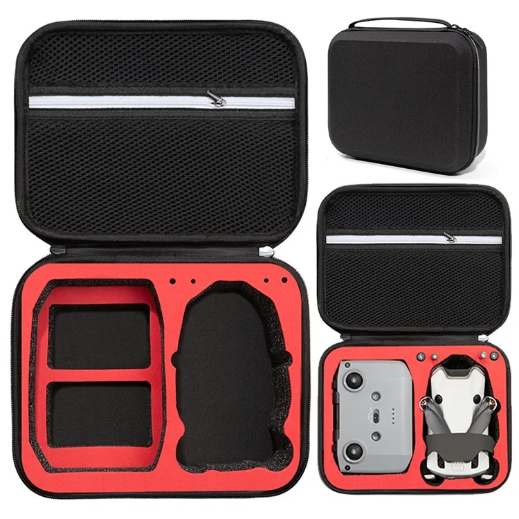 Protective Storage Bag for DJI Mini 4 Pro Carrying Case Anti-Scratch Shockproof Case with Strap - Black / Red