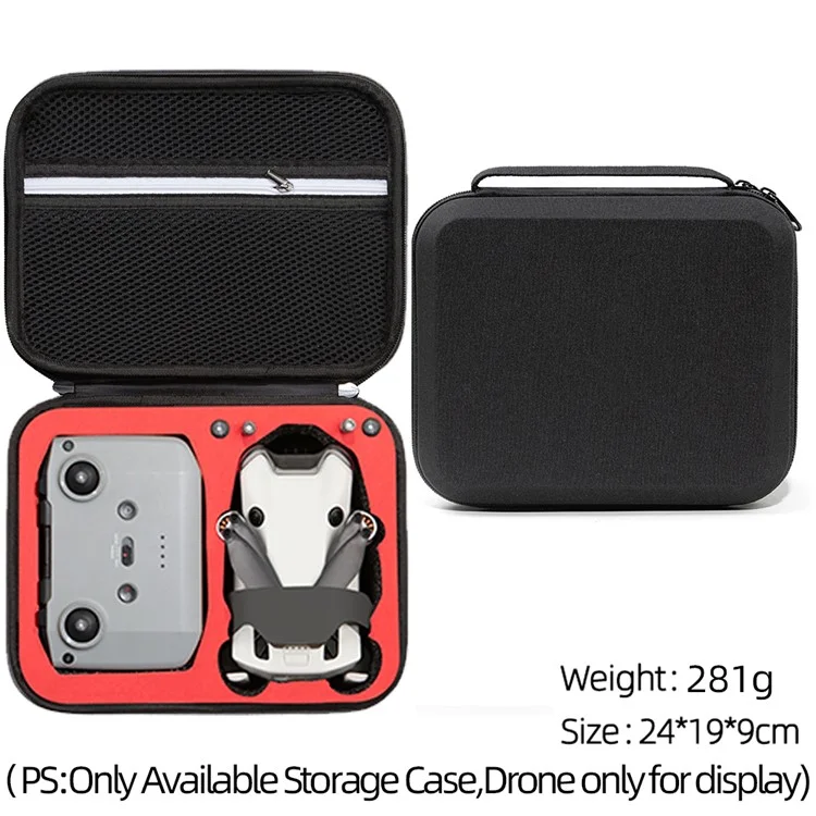 Protective Storage Bag for DJI Mini 4 Pro Carrying Case Anti-Scratch Shockproof Case with Strap - Black / Red