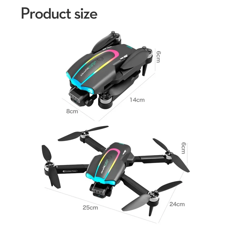 XT105 Brushless Foldable Drone 480P RC Aircraft Quadcopter with LED Lamp + 1 Battery