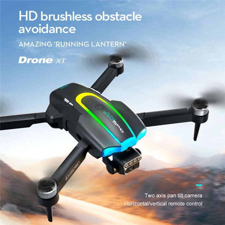 XT105 Brushless Foldable Drone 480P RC Aircraft Quadcopter with LED Lamp + 1 Battery