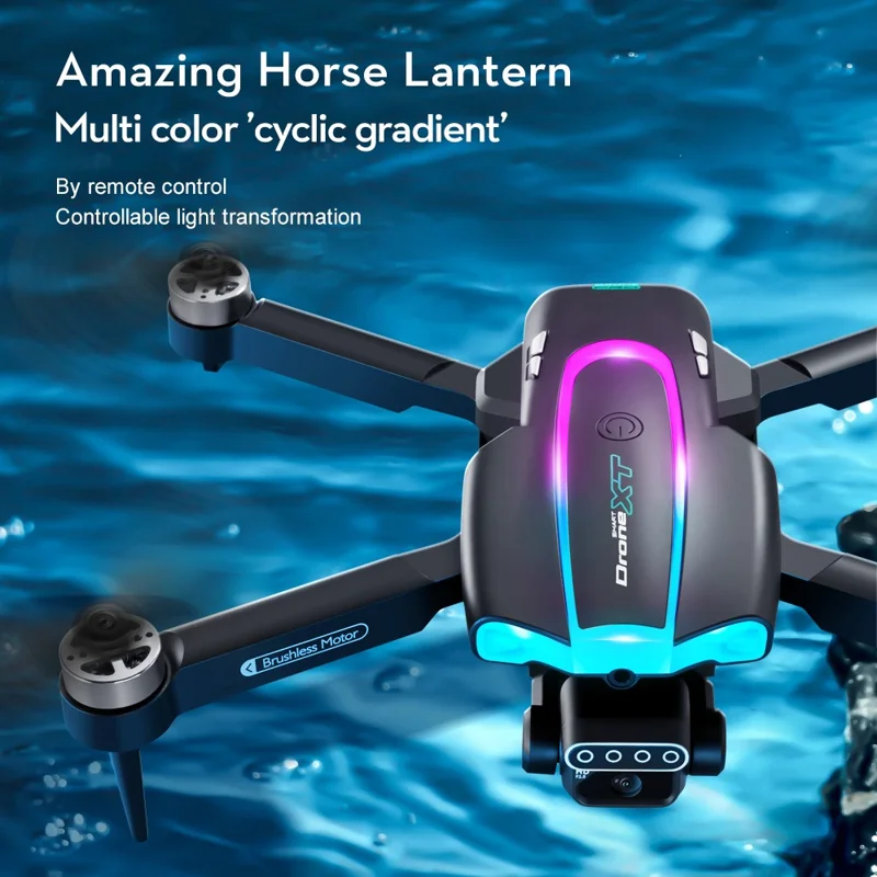 XT105 Drone Dobrável RC LED 480P Com Escova sem Escova Quadricóptero com 2 Baterias para Adultos Iniciantes e Crianças 