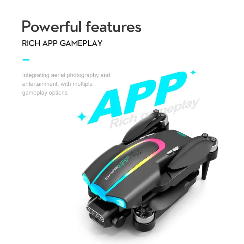 XT105 Drone Dobrável RC LED 480P Com Escova sem Escova Quadricóptero com 2 Baterias para Adultos Iniciantes e Crianças 