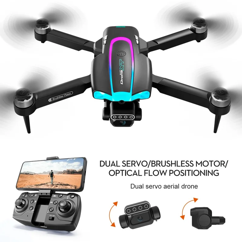 XT105 Drone Dobrável RC LED 480P Com Escova sem Escova Quadricóptero com 2 Baterias para Adultos Iniciantes e Crianças 