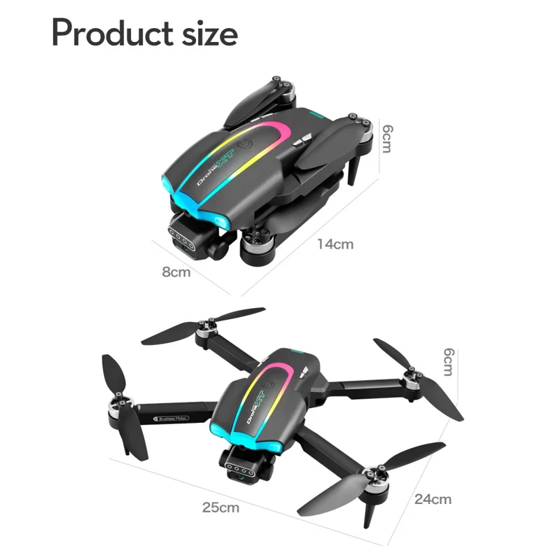 XT105 Drone Dobrável RC LED 480P Com Escova sem Escova Quadricóptero com 2 Baterias para Adultos Iniciantes e Crianças 
