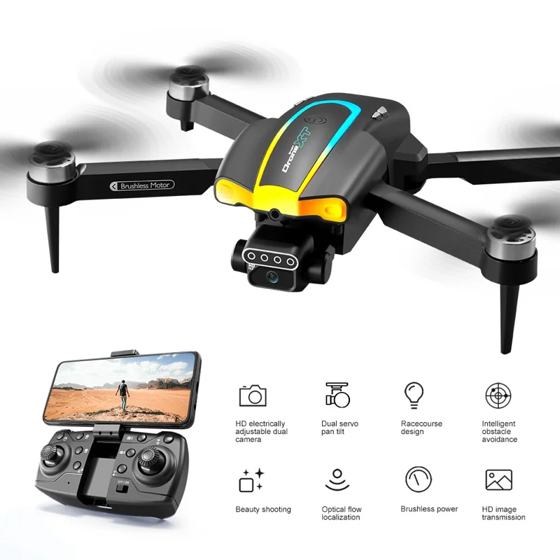 XT105 Drone Dobrável RC LED 480P Com Escova sem Escova Quadricóptero com 2 Baterias para Adultos Iniciantes e Crianças 