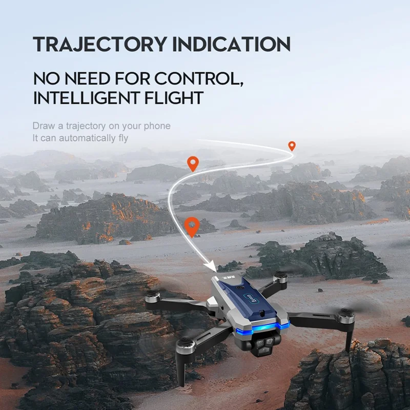 S8S RC Quadrotor Tre kameror Optisk flöde Hindervikning Brushless Drone med 2 batterier - Svart