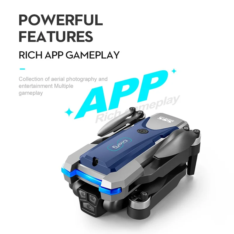 S8S RC Quadrotor Tre kameror Optisk flöde Hindervikning Brushless Drone med 2 batterier - Svart