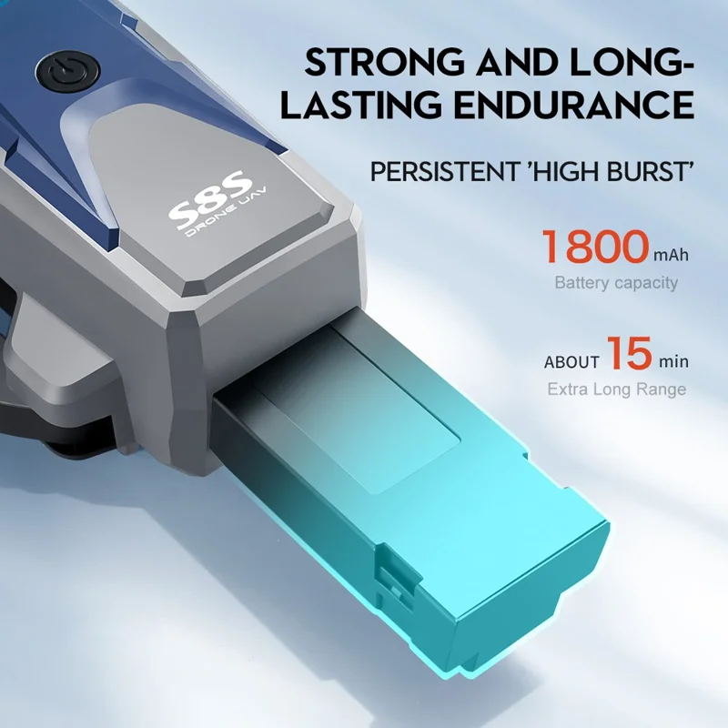 S8S RC Quadrotor Tre kameror Optisk flöde Hindervikning Brushless Drone med 2 batterier - Svart