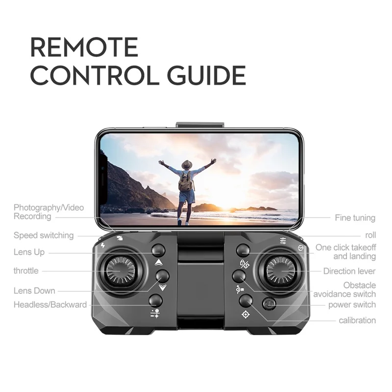 S8S RC Quadrotor Tre kameror Optisk flöde Hindervikning Brushless Drone med 2 batterier - Svart