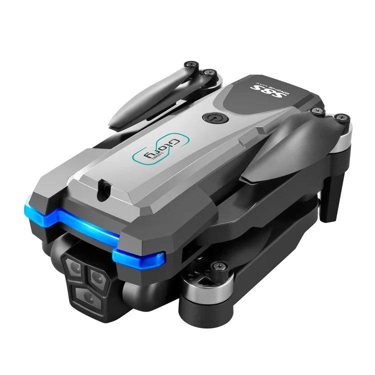 S8S Foldable RC Drone Three Camera Optical Flow Brushless Quadrotor with 3 Batteries - Black