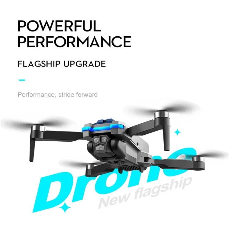 S8S Foldable RC Drone Three Camera Optical Flow Brushless Quadrotor with 3 Batteries - Black