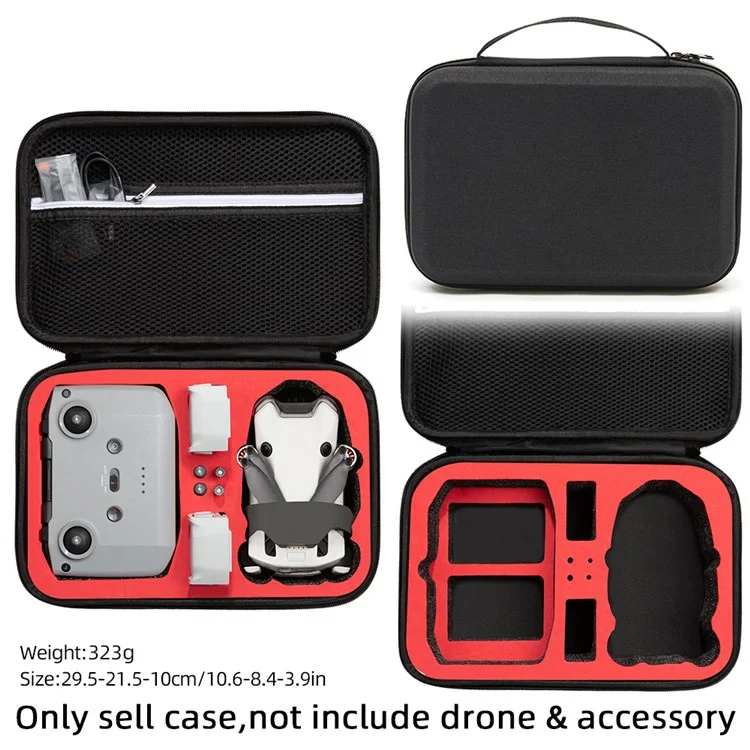 Für DJI Mini 4 Pro Fly More Combo RC Drohne Zubehör Aufbewahrungstasche Stoßfest EVA + Stoffhandtasche - Schwarz+Rot