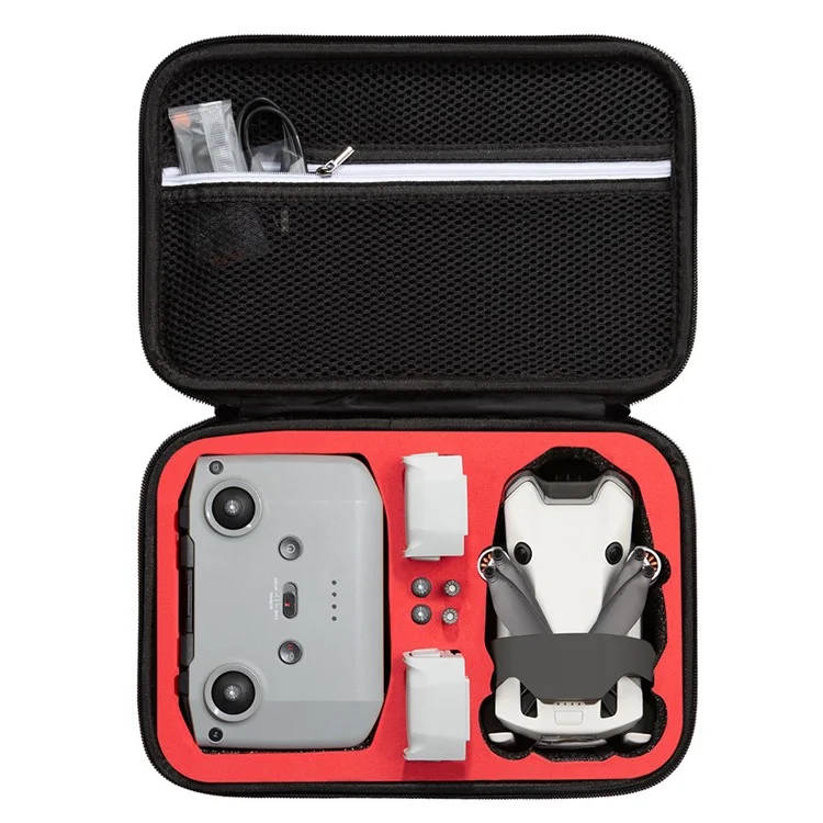 Für DJI Mini 4 Pro Fly More Combo RC Drohne Zubehör Aufbewahrungstasche Stoßfest EVA + Stoffhandtasche - Schwarz+Rot