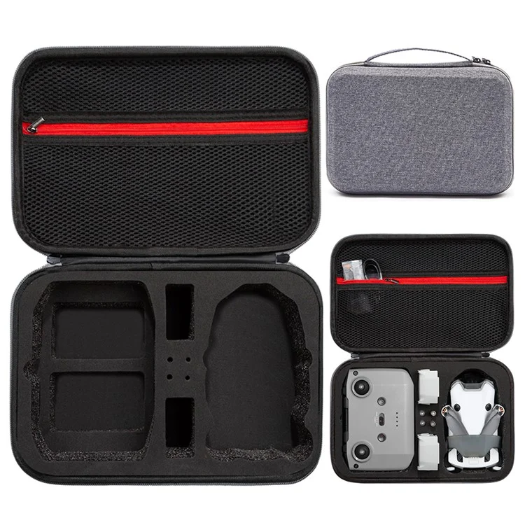 For DJI Mini 4 Pro Fly More Combo RC Drone Accessories Storage Bag Shockproof EVA + Cloth Handbag - Grey+Black