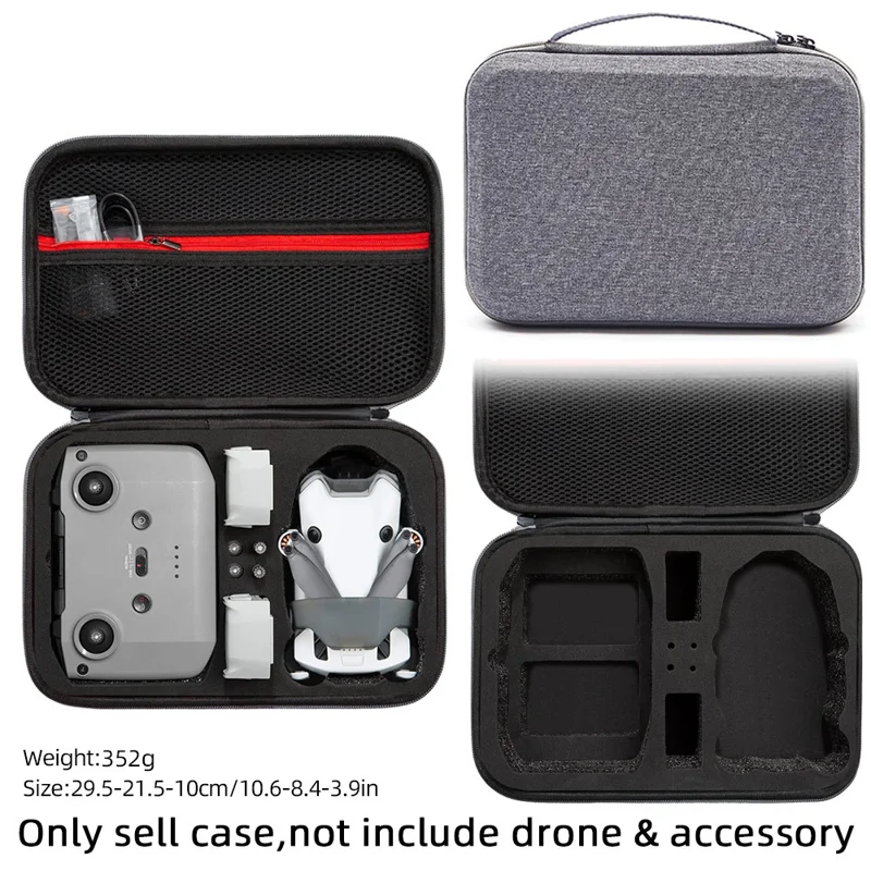 For DJI Mini 4 Pro Fly More Combo RC Drone Accessories Storage Bag Shockproof EVA + Cloth Handbag - Grey+Black