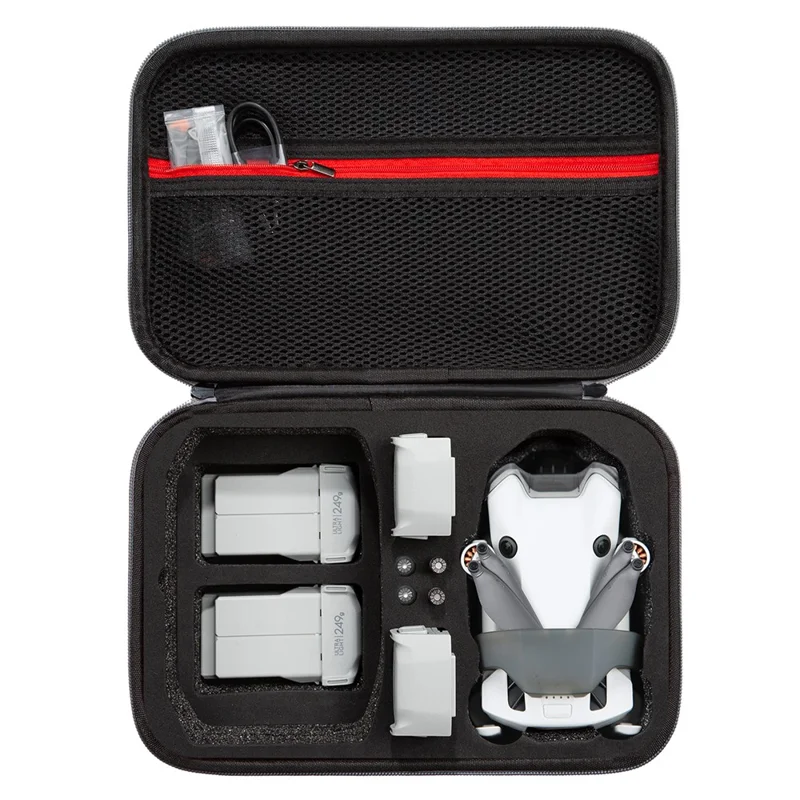 Para DJI Mini 4 Pro Fly More Combo RC Drone Accesorios Bolsa de Almacenamiento Resistente a Golpes EVA + Bolso de Tela - Gris+Negro