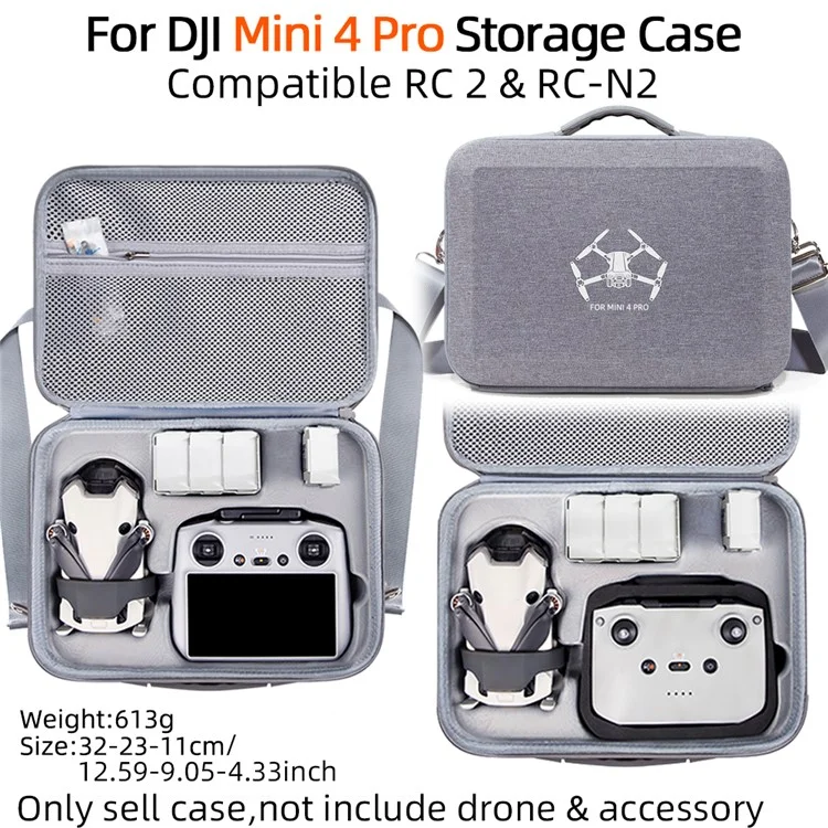 For DJI Mini 4 Pro Fly More Combo RC Drone Accessories Storage Bag EVA Handbag Pouch with Shoulder Strap