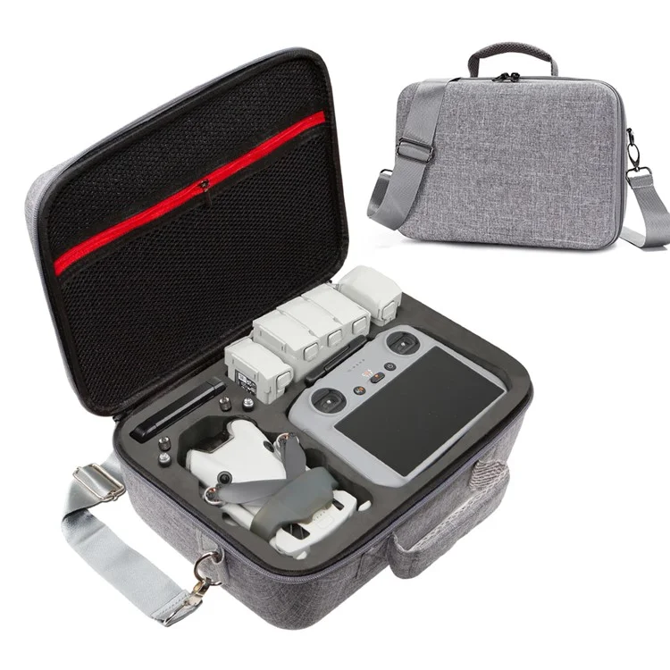 For DJI Mini 4 Pro Shockproof EVA+Cloth Handbag Carrying Case RC Drone Accessories Storage Bag with Shoulder Strap - Grey