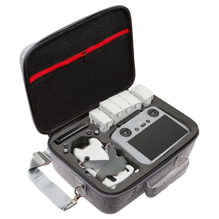For DJI Mini 4 Pro Shockproof EVA+Cloth Handbag Carrying Case RC Drone Accessories Storage Bag with Shoulder Strap - Grey