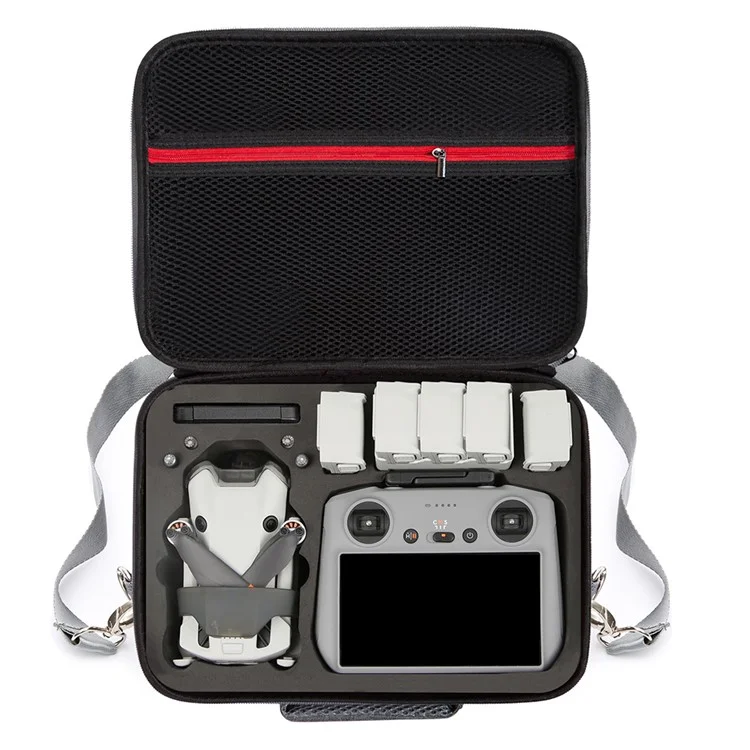 For DJI Mini 4 Pro Shockproof EVA+Cloth Handbag Carrying Case RC Drone Accessories Storage Bag with Shoulder Strap - Grey