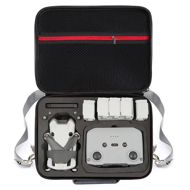 For DJI Mini 4 Pro Shockproof EVA+Cloth Handbag Carrying Case RC Drone Accessories Storage Bag with Shoulder Strap - Grey
