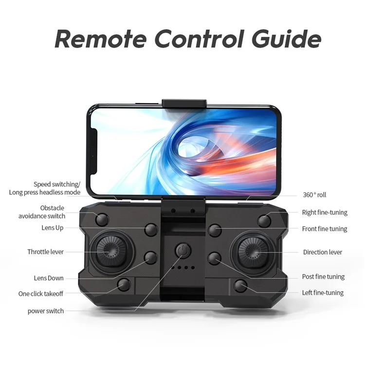E88S HD Aerial Photo Brushless Motor Aircraft Obstacle Avoidance Optical Flow Positioning RC Drone, Single Battery - Black