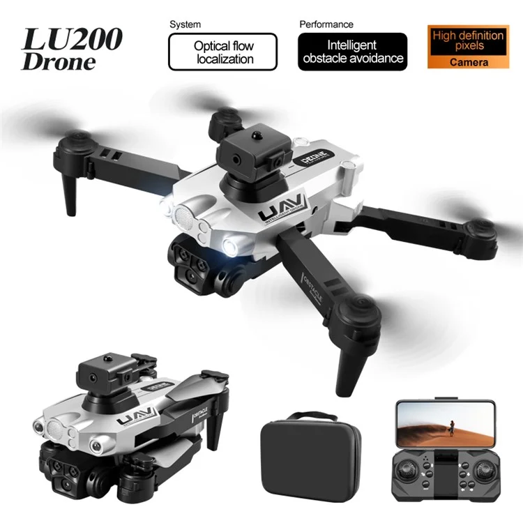 LU200 HD Camera RC Drone Optical Flow Wovering Remote Control Aircraft Avec 2 Batteries