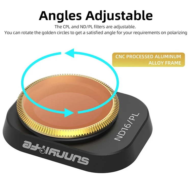 SUNNYLIFE N4P-FI728 For DJI Mini 4 Pro 4Pcs / Set Ajustable ND8 / PL+ND16 / PL+ND32 / PL+ND64 / PL Filtros de Lente de Cristal Óptico