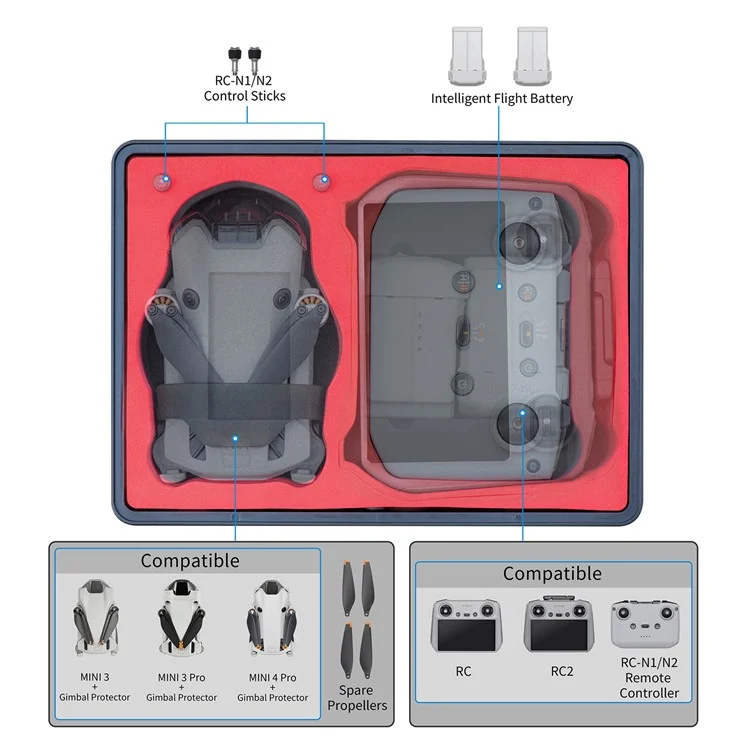 STARTRC 1129328 For DJI Mini 4 Pro Storage Case Hard Shell Waterproof Box Suitcase ABS Carrying Case