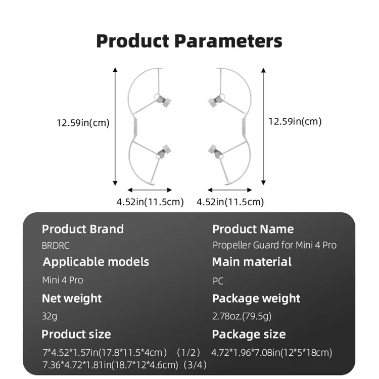 BRDRC Für DJI Mini 4 Pro 4pcs / Setzen Sie Drohnenpropellerschutz PC Anti-kollisionsschutzringe