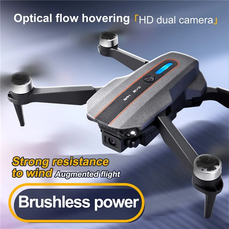 S91 2.4G Remote Control Aircraft 4 Channel 6-axis Dual Camera Foldable Brushless Aerial Drone, with 2 Battery - Black