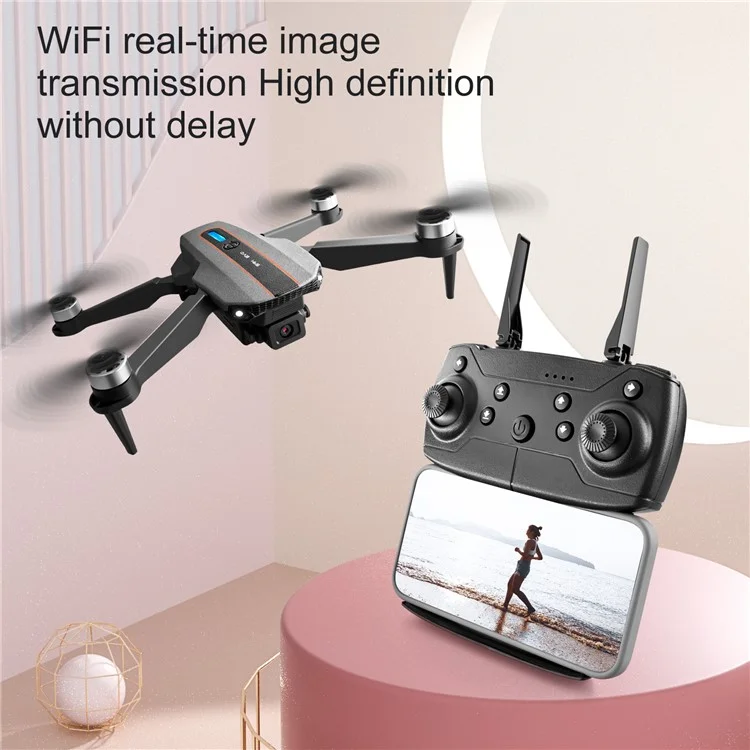 S91 2.4G Remote Control Aircraft 4 Channel 6-axis Dual Camera Foldable Brushless Aerial Drone, with 2 Battery - Black