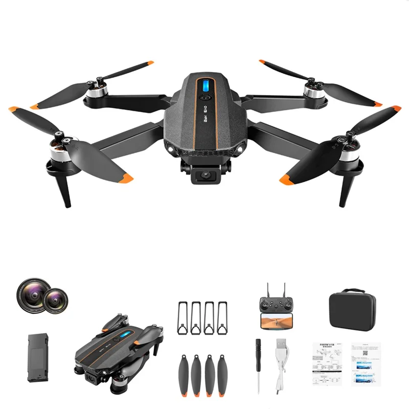 S91 4 Channel 6-axis Dual Camera Foldable Brushless Aerial Drone with LED Light, with 1 Battery - Black