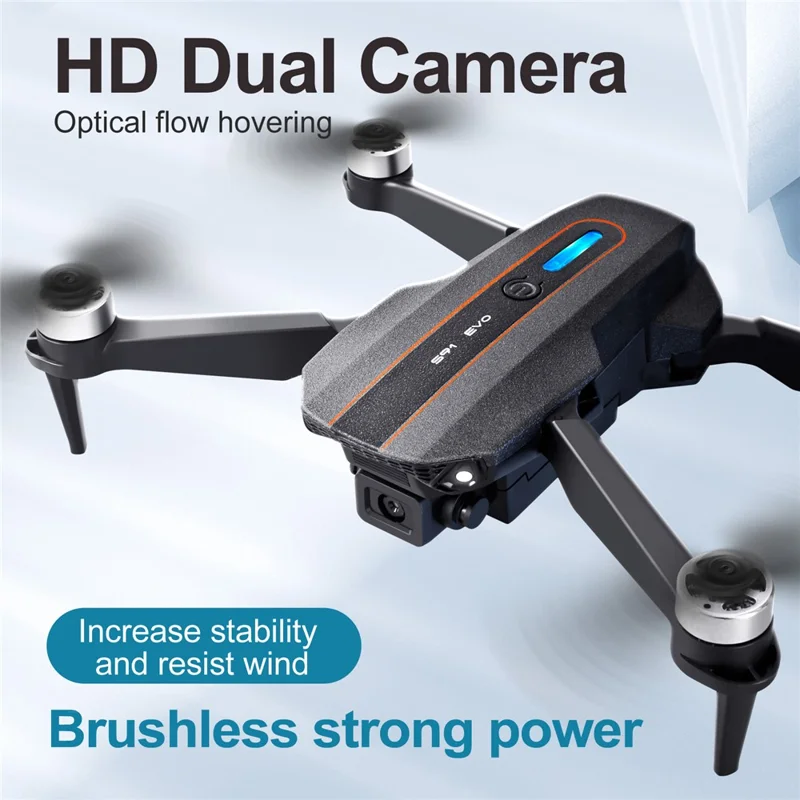 S91 4 Channel 6-axis Dual Camera Foldable Brushless Aerial Drone with LED Light, with 1 Battery - Black