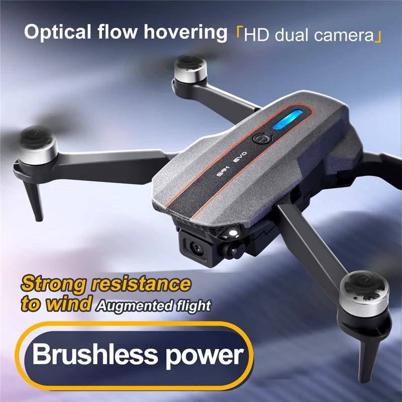 S91 4 Channel 6-axis Dual Camera Foldable Brushless Aerial Drone with LED Light, with 1 Battery - Black