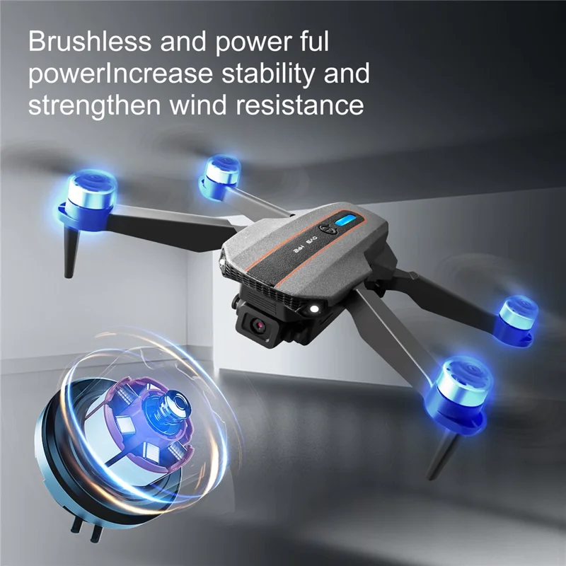 S91 4 Channel 6-axis Dual Camera Foldable Brushless Aerial Drone with LED Light, with 1 Battery - Black
